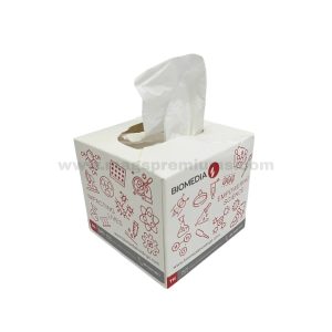 Custom printed tissue box for biotech branding