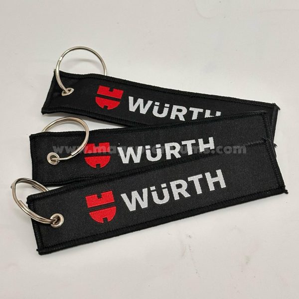Personalized woven keychain with high-quality embroidery, ideal for businesses, events, and souvenir collections. Customizable on both sides