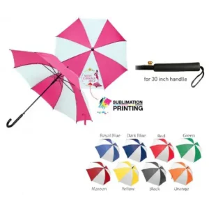 Custom sublimation printing umbrella with 30 inch handle and multiple color options for promotional branding