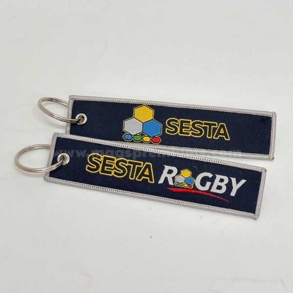 Durable embroidered keychain design for corporate branding and events