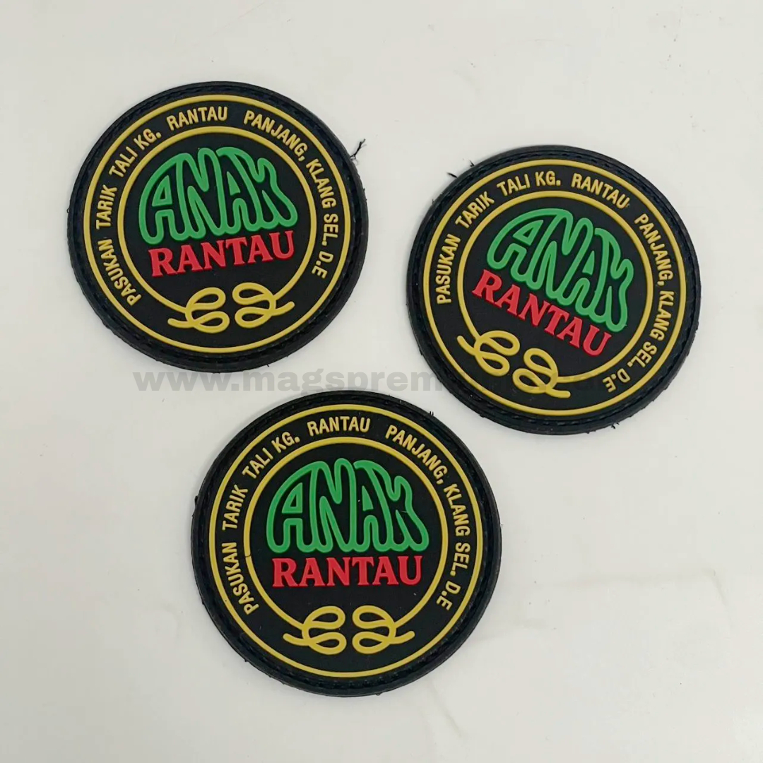 Custom PVC rubber patch with embossed logo design and durable 3D moulded finish for uniform badges and tactical gear branding
