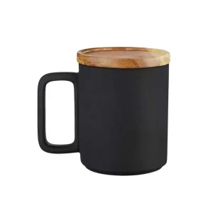 wooden cap ceramic mug