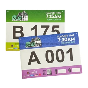custom running bib with race categories and runner timing