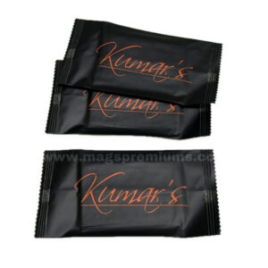 Black custom printed antibacterial wet wipe sachets