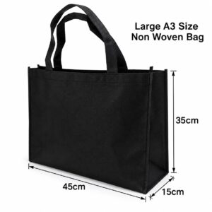 A3 large non woven bag in black, 45 x 35 x 15 cm