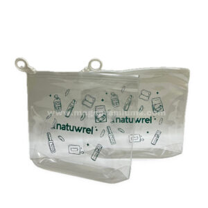 Clear PVC zipper pouch with green printed pattern