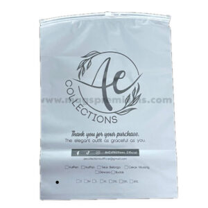 White reusable ziplock bag with custom printed artwork